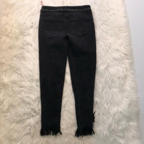 Five Plus Cropped Jeans Black Fringe Studded - Picture 9 of 11